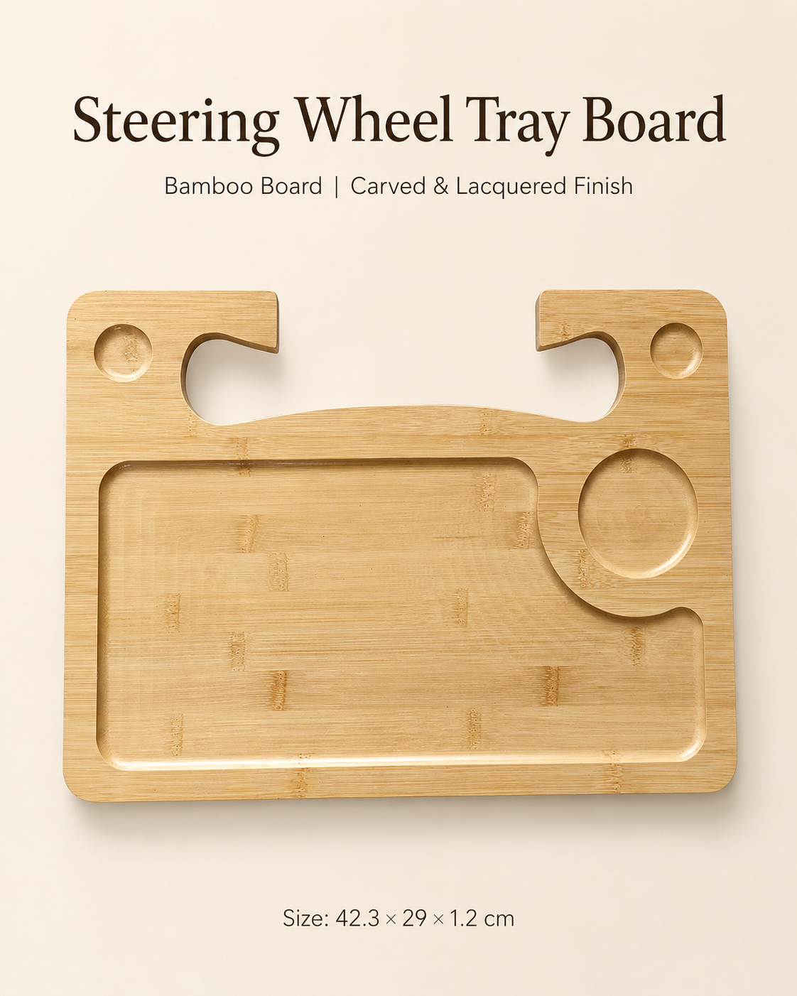 Bamboo Steering Wheel Tray Board