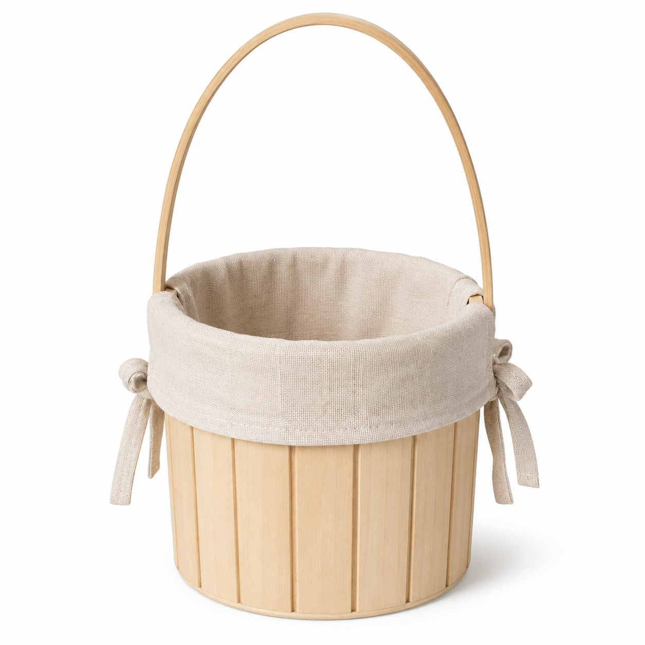 Natural Paulownia Carry Basket with Fabric Liner