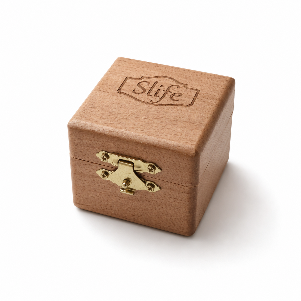 Wooden Ring Box with Brass Clasp