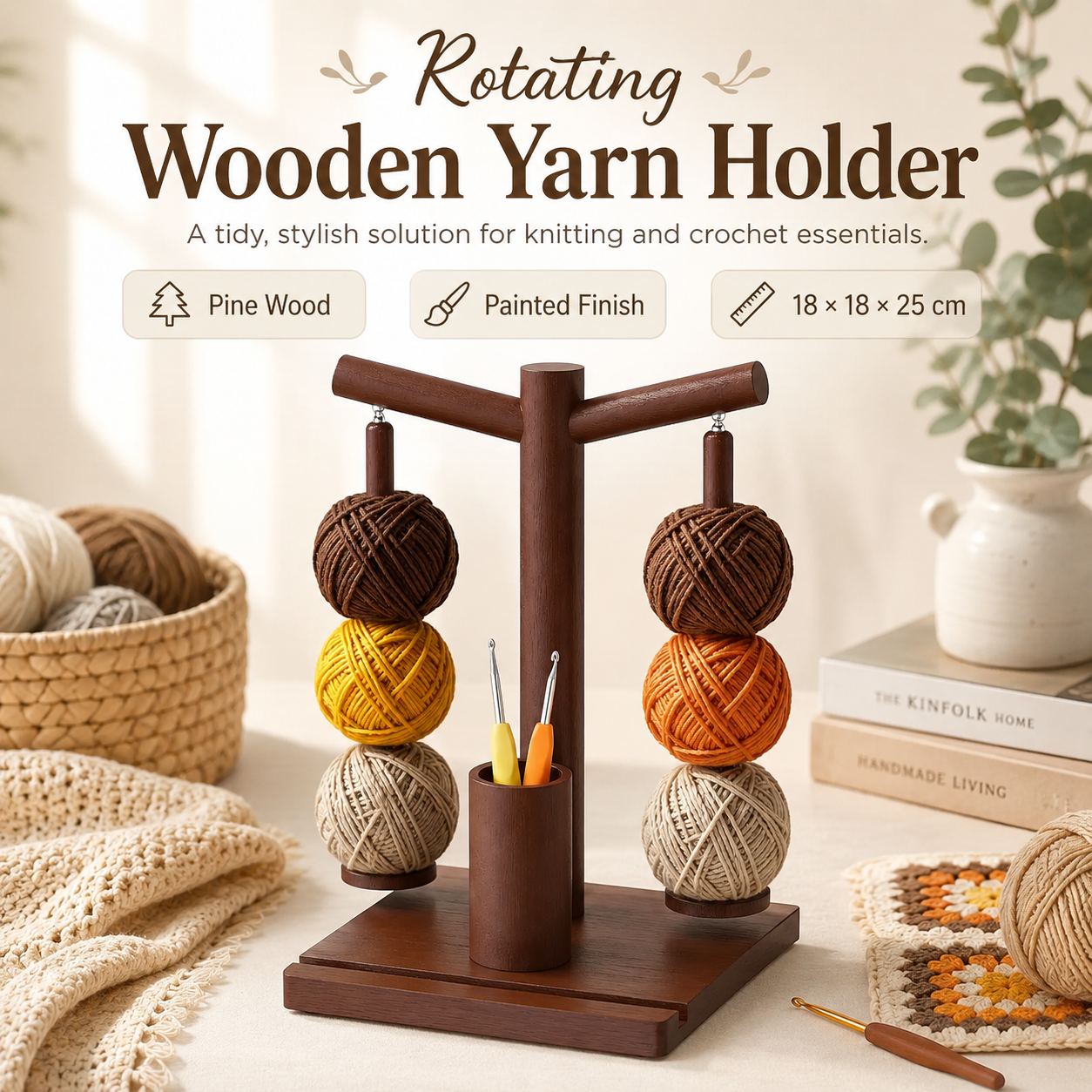 Rotating Wooden Yarn Holder