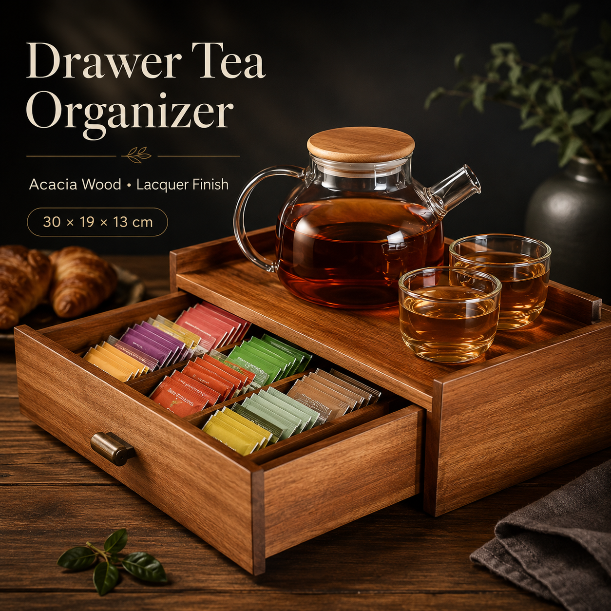 Acacia Drawer Tea Organizer