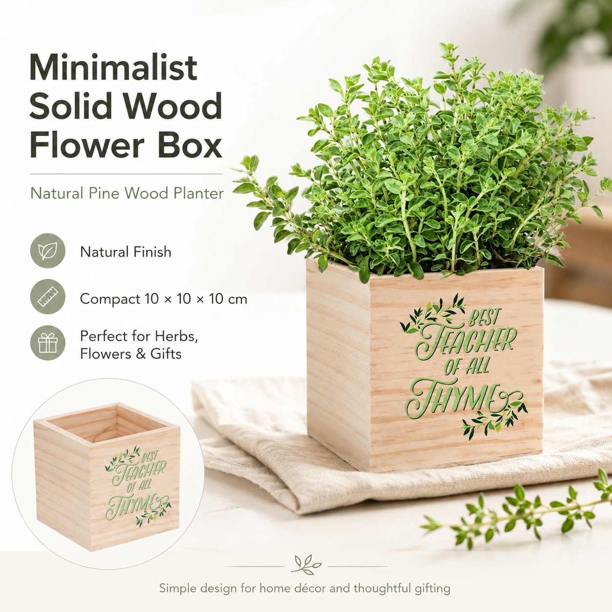 Minimalist Solid Wood Flower Box