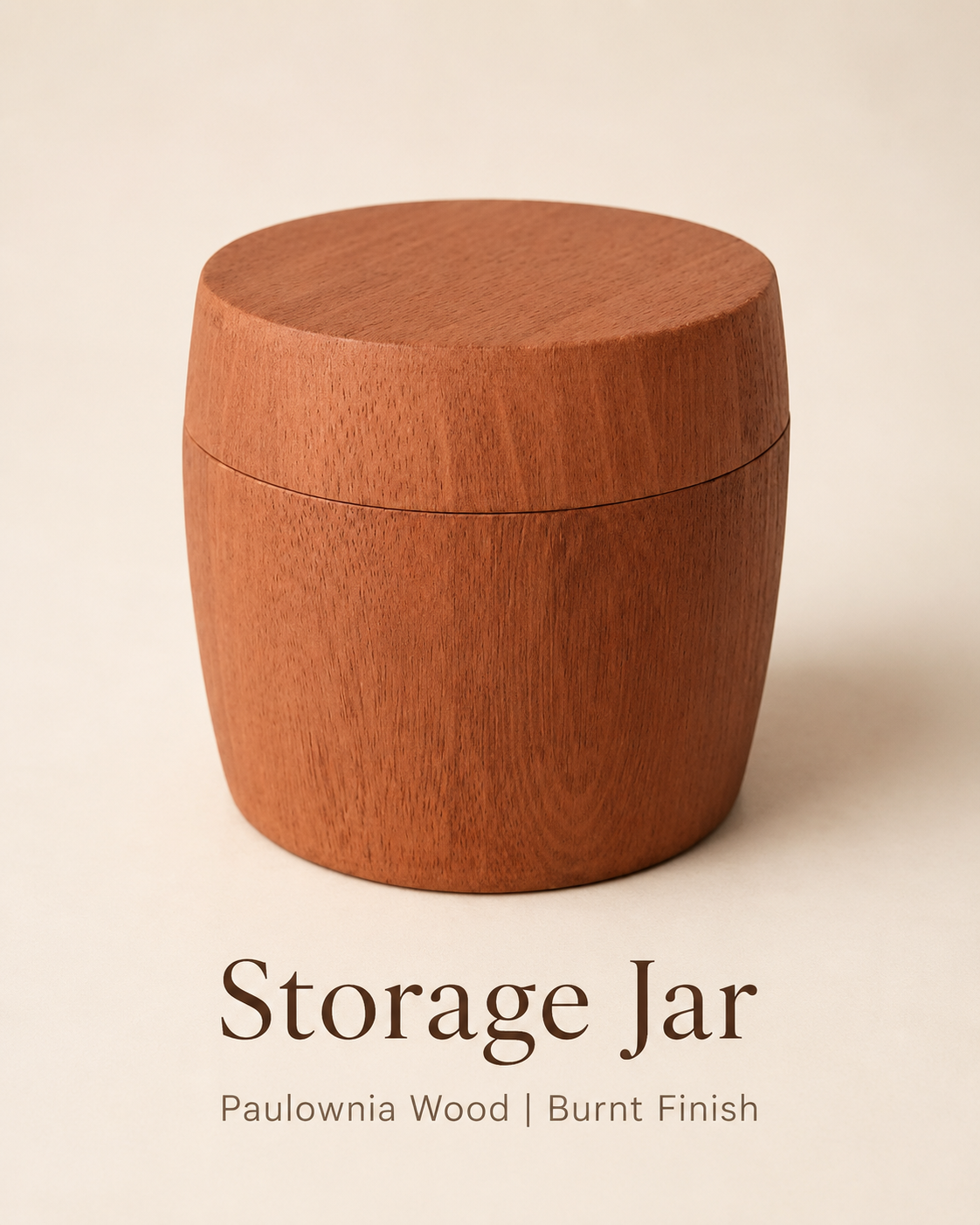 Round Wooden Storage Jar