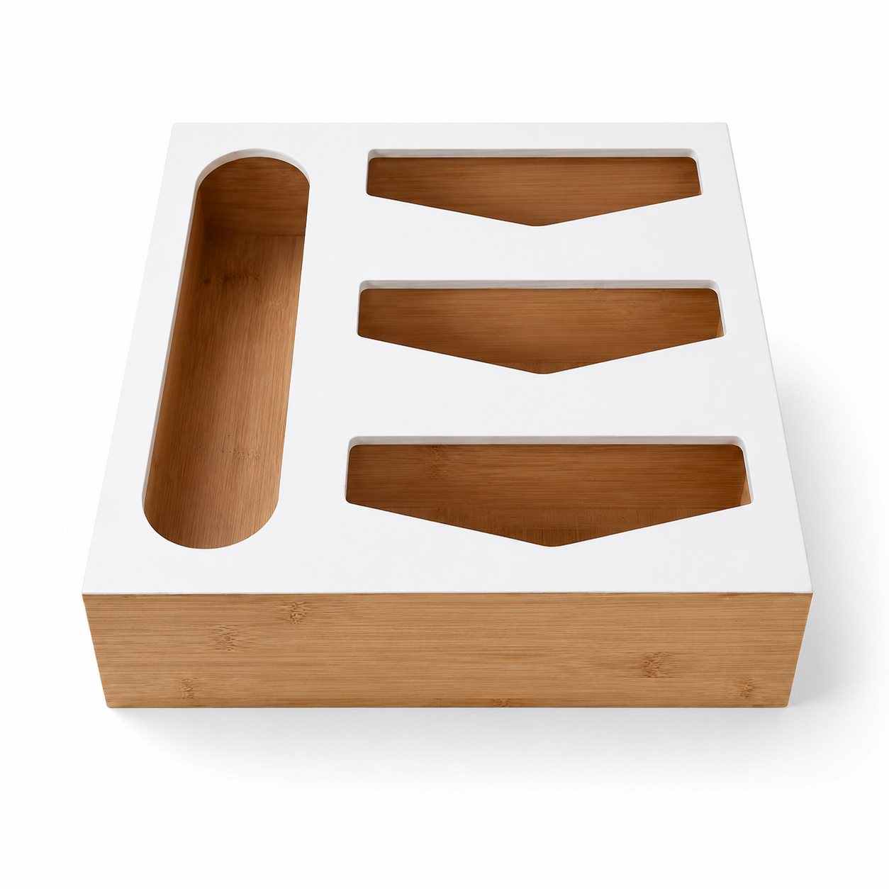 Bamboo Wrap Dispenser Multifunctional Kitchen Storage Box