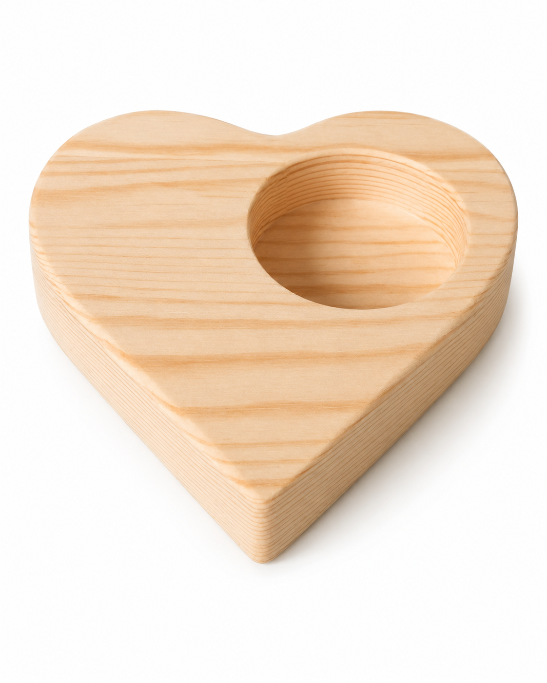 Heart-Shaped Wooden Candle Holder
