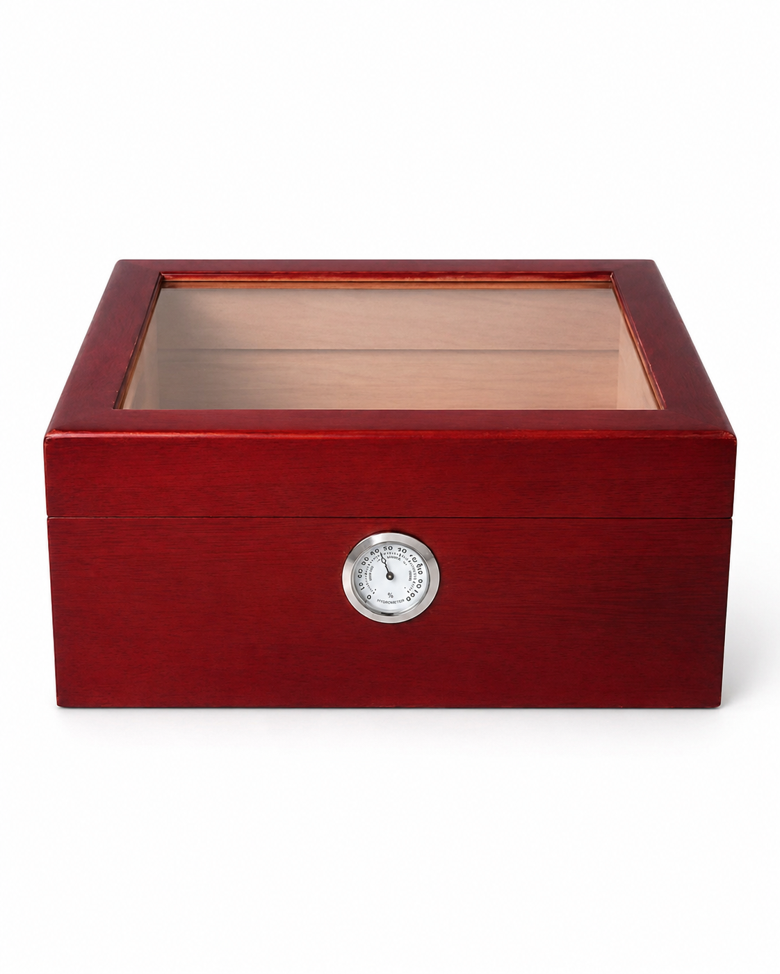 Wooden Cigar Box with Hygrometer