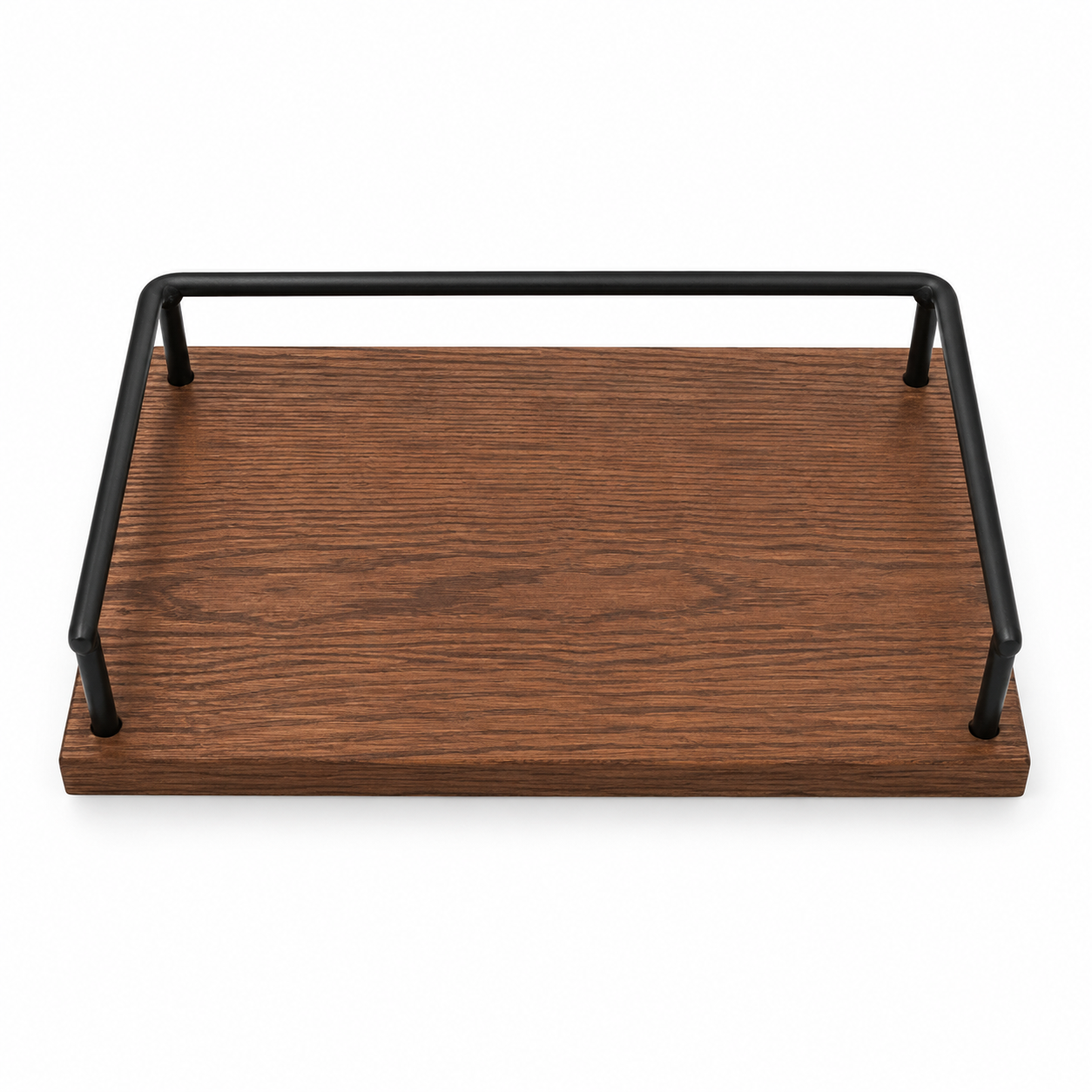 Wooden Wall Shelf / Tray Shelf with Metal Rail