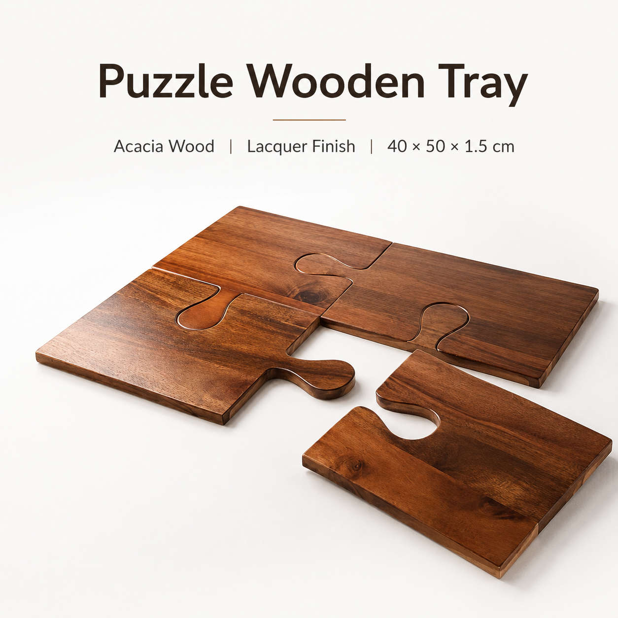 Acacia Puzzle Wooden Tray Set